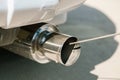 Modified car muffler, test and check exhaust pipe Royalty Free Stock Photo