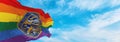 modified flag of Nebraska state, USA with rainbow LGBT pride fla Royalty Free Stock Photo