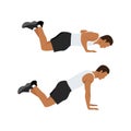 Modified knee push ups exercise. Flat vector