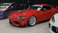 Modified red Toyota GR Supra MKV A91 in Black Auto Battle