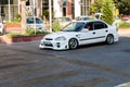 Modified white Honda Civic sedan drived by tje Turkish street