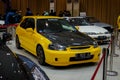 Modified yellow Honda Civic Type R EK9 hatchback displayed in JDM fest 2023 Royalty Free Stock Photo