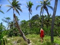 A tourist at Modriki Monuriki island - famous of the movie Cast Away with Tom Hanks