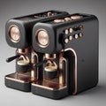 Modular espresso machine with magnetic swappable brew heads, Ai created image Royalty Free Stock Photo