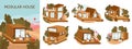 Modular House Flat Composition Set Royalty Free Stock Photo