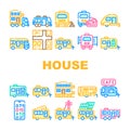 Modular House Trailer Collection Icons Set Vector