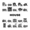 Modular House Trailer Collection Icons Set Vector