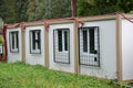 modular housing in stacked container cells. each module has a Royalty Free Stock Photo
