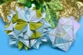 Modular origami, cherry blossom and sonobe ball Royalty Free Stock Photo