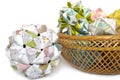 Modular origami, sonobe ball and cherry blossom Royalty Free Stock Photo