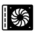 Modular power supply with fan solid icon, cyber monday concept. Vector graphics. Powerful device for AC line Royalty Free Stock Photo
