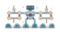 Modular Robots on Assembly Line, Automated Production System, vector design Generative AI Royalty Free Stock Photo