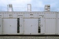 Modular sectional metal structure of an electrical transformer substation Royalty Free Stock Photo