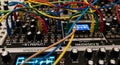 Modular Synthesizer Circuit Board with Colorful Patch Cables Royalty Free Stock Photo