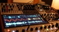 Modular Synthesizer with Oscilloscope Display, Sound Waves, Electronic Music Production Royalty Free Stock Photo