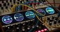 Modular Synthesizer with Oscilloscope Displays, Cables, and Knobs Royalty Free Stock Photo
