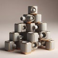 Modular tea set with magnetic cups, Ai created image Royalty Free Stock Photo