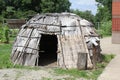 Modular wigwam at display outside the Fort Ancient Museum Park