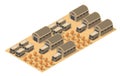 Module base camp object 3d illustration for building design army armed