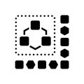 Black solid icon for Module, product and cube