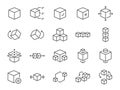 Module icon set. It included unit, block, api, product and more icons. Editable Vector Stroke. Royalty Free Stock Photo