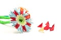 Modular origami flower with blocks isolated on white background Royalty Free Stock Photo