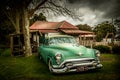 Moe Car Show - Old Gippstown Moe Victoria Australia - Green Oldsmobile Royalty Free Stock Photo