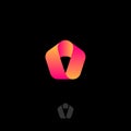 Moebius logo. Infinity logo, like a pink-yellow ribbon. Infinity abstract emblem.