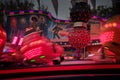 MOELN, GERMANY, NOVEMBER 1, 2018: fast  funfair ride carousel break dancer at the christmas market, long exposure with blurred Royalty Free Stock Photo