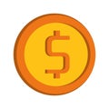 Moeny coin with cash symbol isolated