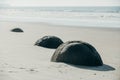 Moeraki Boulders on the Koekohe beach, Eastern coast of New Zealand Royalty Free Stock Photo