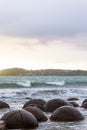 Moeraki boulders on the Pacific coast. New Zealand Royalty Free Stock Photo