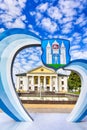 Mogilev City Emblem in Front of Historic Building of Mogilev Avtodor Formerly Known as Royalty Free Stock Photo
