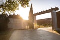 Mogilovo, BG - 07 October 23: Open doors at Milidare Estate winery in Bulgaria at sunset. Beautiful wedding estate. Royalty Free Stock Photo