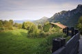 Typical houses of the Cantabrian mountain. Mogrovejo, Cantabria, Spain.