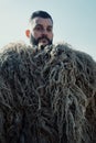 Mohacs, Baranya / Hungary - FEB 26 2017 : traditional participant called buso of the busojaras event without his mask