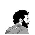 Mohamed Salah, Black and White Portrait Illustration, Flat Vector Design