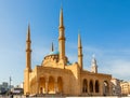 Mohammad Al-Amin Mosque and and Saint Georges Maronite cathedral in the background in the center of Beirut, Lebanon Royalty Free Stock Photo