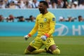 Mohammed Al Owais celebrates his teams second goal to make the score during the match between Argentina vs. Saudi Arabia