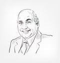 Mohammed Rafi famous Indian film playback singer vector sketch portrait