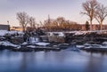 Mohawk River & Tiny Waterfall in Utica, New York Royalty Free Stock Photo