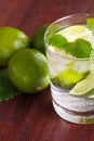 Mohito cocktail with lime and mint