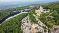 Mohonk Mountain House with Sky Top Tower Aerial view Royalty Free Stock Photo