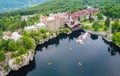 Mohonk Mountain House with Sky Top Tower Aerial view Royalty Free Stock Photo