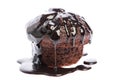Mohr im Hemd: Steamed chocolate cake topped with chocolate sauce Royalty Free Stock Photo
