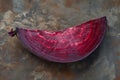 Moist Beetroot half slice water drops. Generate Ai Royalty Free Stock Photo