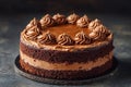A moist chocolate cake covered with a rich brown icing layer Royalty Free Stock Photo
