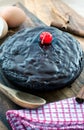 Moist chocolate cake/pie with chocolate glaze and cherry Royalty Free Stock Photo