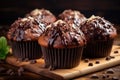 Moist Chocolate muffins dessert. Generate Ai
