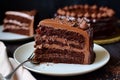 Moist Homemade chocolate cake. Generate Ai Royalty Free Stock Photo